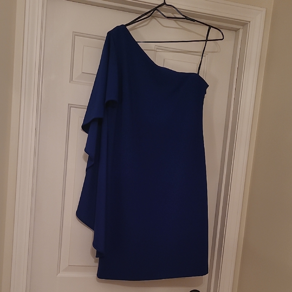 💙 NWOT Calvin Klein Blue One Shoulder Dress 12